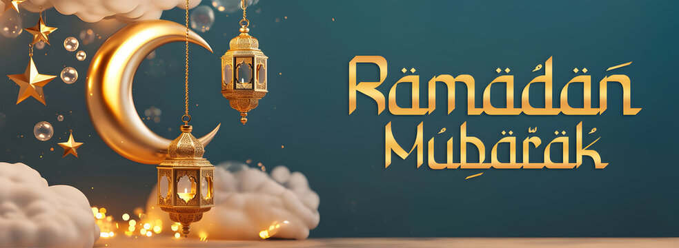  Ramadan Kareem greetings social media post with  text Ramadhan background