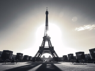 a black and white photo of Eiffel Tower