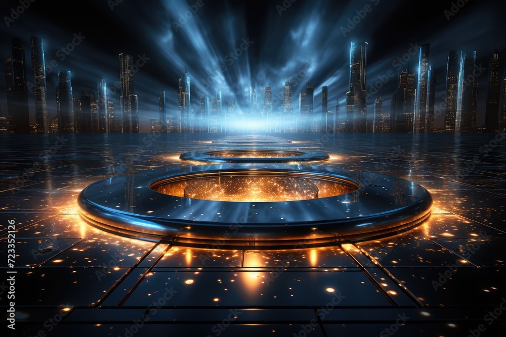 Poster technology background portrayed through holographic elements