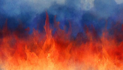 red and blue fire background burning hot and cold flames watercolor illustration banner generative ai