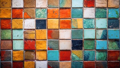 retro pop colorful wall tile texture image, 16:9 widescreen background / wallpaper, macro photo