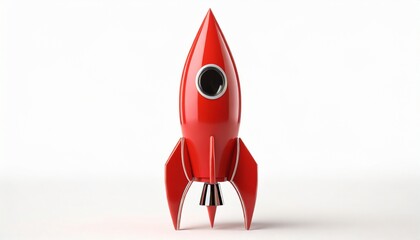 red toy rocket isolated on whte background 3d rendering