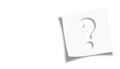 Note paper with question mark on transparent or white background