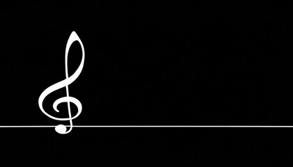 music notes continuous and treble clef one line draw