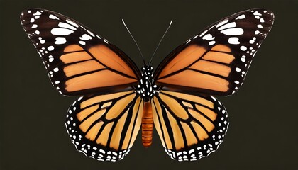 png monarch butterfly with brown wings isolated on background digital illustration