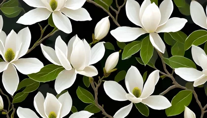 Gordijnen abstract of white magnolia flowers print for interior printing © Slainie