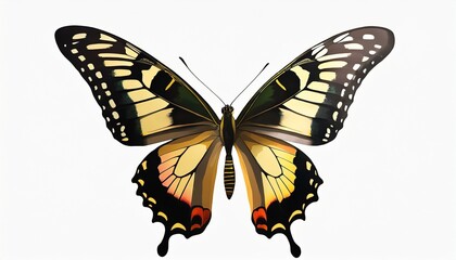 png flying colorful butterfly isolated on background papilio machaon old world swallowtail digital illustration