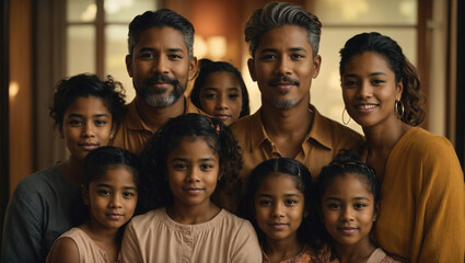 Obraz premium A diverse portrait of family members, from oldest to youngest. Love and family concept. Family bonding idea. Copy space.