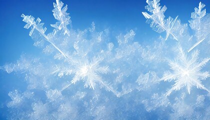 ice crystals on blue background
