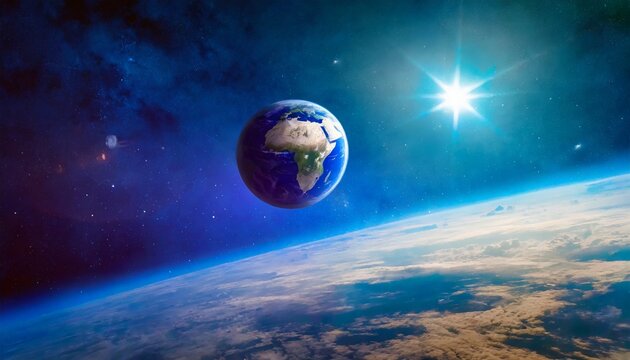 earth planet in outer deep space orbit and atmosphere blue marble elements of this image furnished by nasa