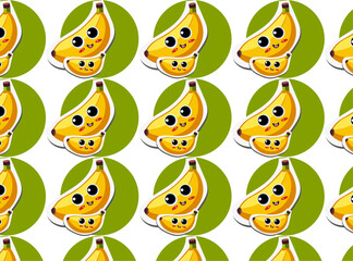 set of vector banana patterns with emotion