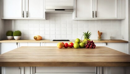 wood countertop kitchen white cabinet counter fruit