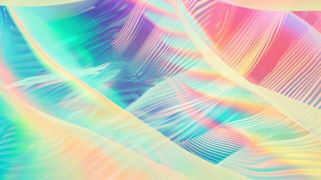 Minimalist Holographic Waves With Gradient Purple and Pink Colors Background. A Seamless blend of digital Waves in a Fluid Landscape. Digital Texture Template