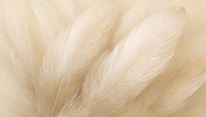 geometric abstraction of light feathers in a soft beige color for interior printing