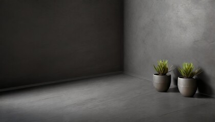 dark gray plater surface corner with pots