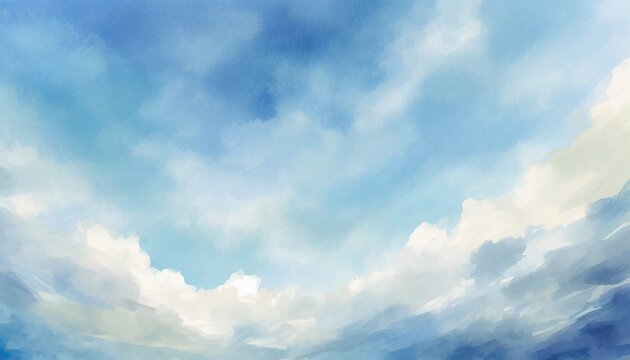 hand painted blue sky and clouds abstract watercolor background vector illustration