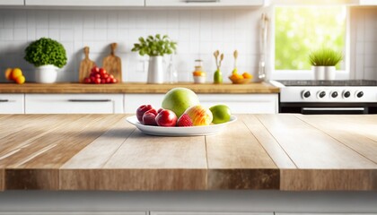wood countertop kitchen white cabinet counter fruit