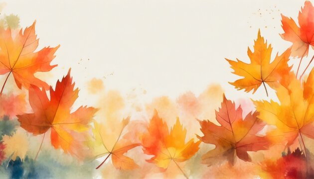 abstract art autumn background with watercolor maple leaves watercolor hand painted natural art perfect for design decorative in the autumn festival header banner web wall decoration cards