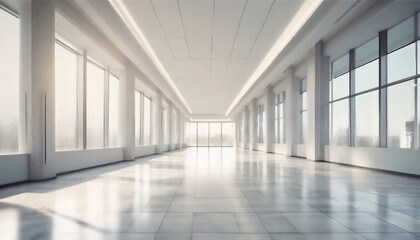 light blurred background the hall of an office or medical institution with panoramic windows and a perspective ai generative