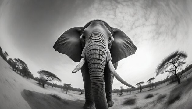 grayscale photo of elephant in close up