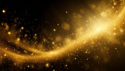 abstract magic gold dust background over black generative ai