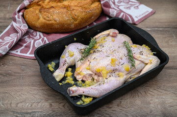 freshly baked homemade bread and chicken marinated with rosemary 4