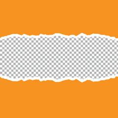 Orange Torn paper with ripped edges and transparent space for you design. Paper texture with ripped edges and shadow. Horizontal banner template. Vector illustration. EPS file 176.