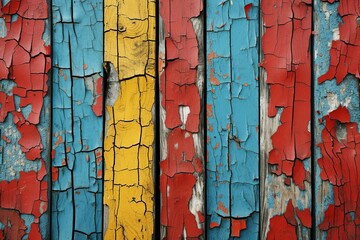 Cracked paint on old wooden texture background