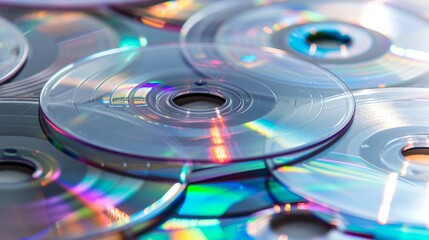 close up image of several cd and dvd isolated in white