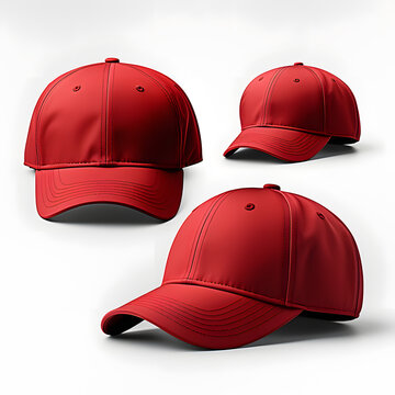 a red baseball caps on a white background