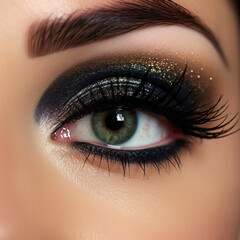 Obraz premium Closeup eyes make up with eye shadows