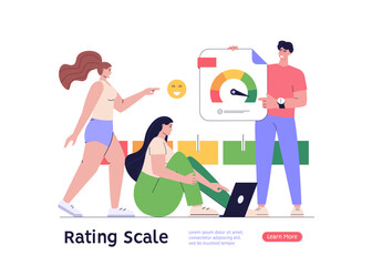 Customer Satisfaction Survey Clients Choosing Satisfaction Rating with Good and Bad Emotions. Concept of Client Feedback, Online Survey, Customer Review. Vector illustration for Web Design