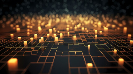 Obraz premium Future digital technology, abstract digital waves and particles on dark background