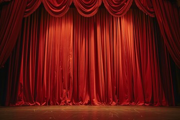 Luxurious Red Velvet Curtains Await the Night's Performance
