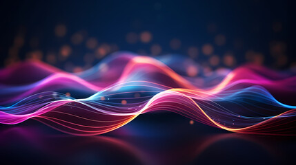 Future digital technology, abstract digital waves and particles on dark background