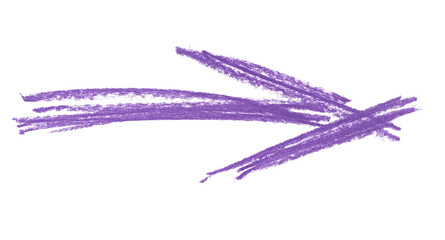 Lilac arrow symbol, chalk cross hatch, sketching isolated on white