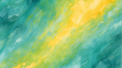 Fototapeta na wymiar watercolor Yellow green blue turquoise grainy gradient background noise texture effect summer 