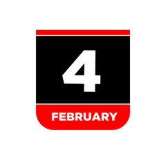 Fototapeta premium 4 Feb calendar day vector icon