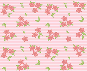 Seamless pattern with pink flowers vintage background vector