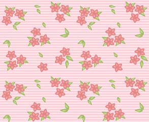 Seamless pattern with pink flowers vintage background vector