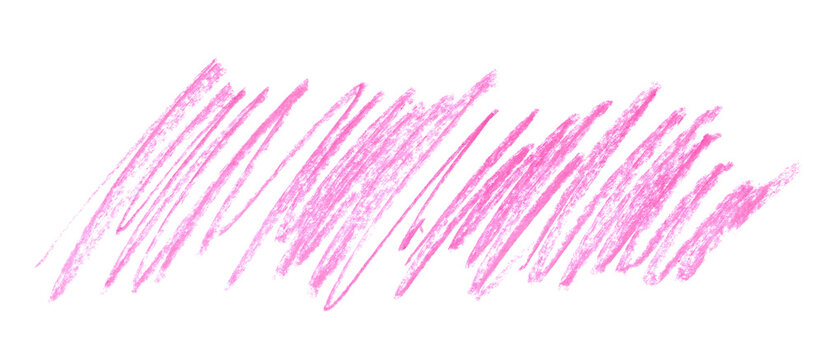 Pink lines, chalk cross hatch, sketching isolated on white background and texture