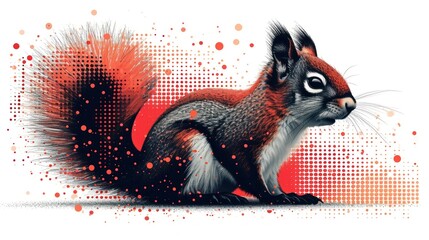  a picture of a squirrel on a white background with a red spot in the middle of the picture and a red spot in the middle of the picture of the picture.