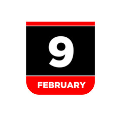 9 feb calendar day vector icon