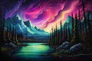 an aurora bore painting on canvas