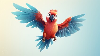 Illustration of a parrot with wings out