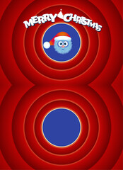 Merry christmas funny  themed hairy cartoon design. Christmas background.