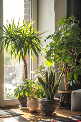 Indoor plants and natural elements contributing to a hygge home.