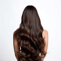 Beautiful brown long hair from behind. Brown hair.  Ai generated