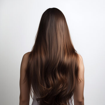 Beautiful Brown Long Hair From Behind. Brown Hair.  Ai Generated