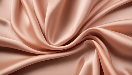 Beautiful background luxury cloth with drapery and wavy folds of peach fuzz color creased smooth silk satin material texture. Abstract monochrome luxurious fabric background created with generative ai